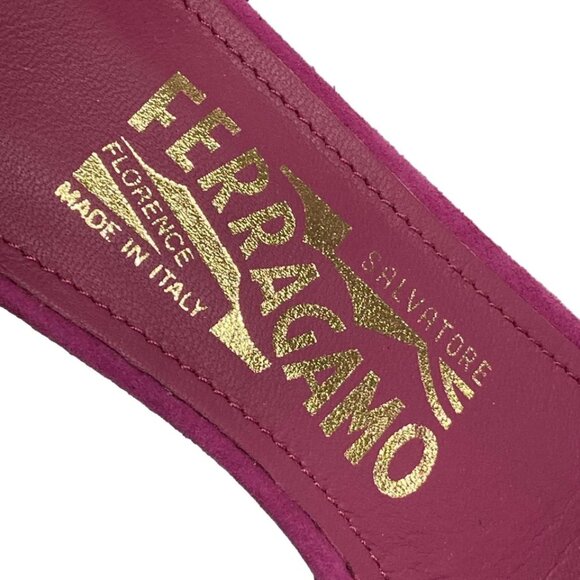 Salvatore Ferragamo - Fuchsia Pink Suede Chemical Fiber Women's Pumps 217-081625 - Picture 6 of 6